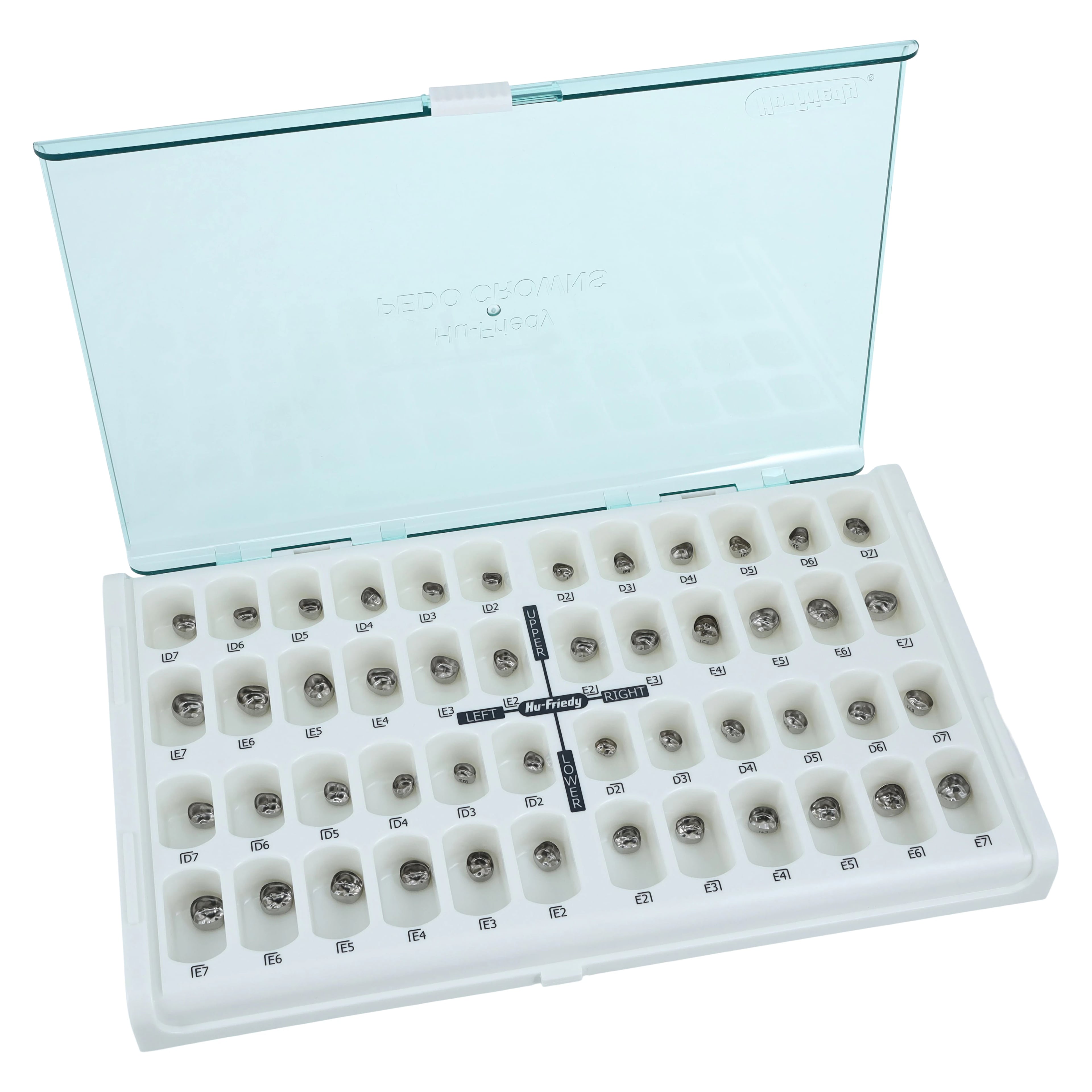 Hu-Friedy Stainless Steel Pedo Crowns Introductory Kit, Primary Molar, Assorted Sizes, 48/Pk, SSC-KIT