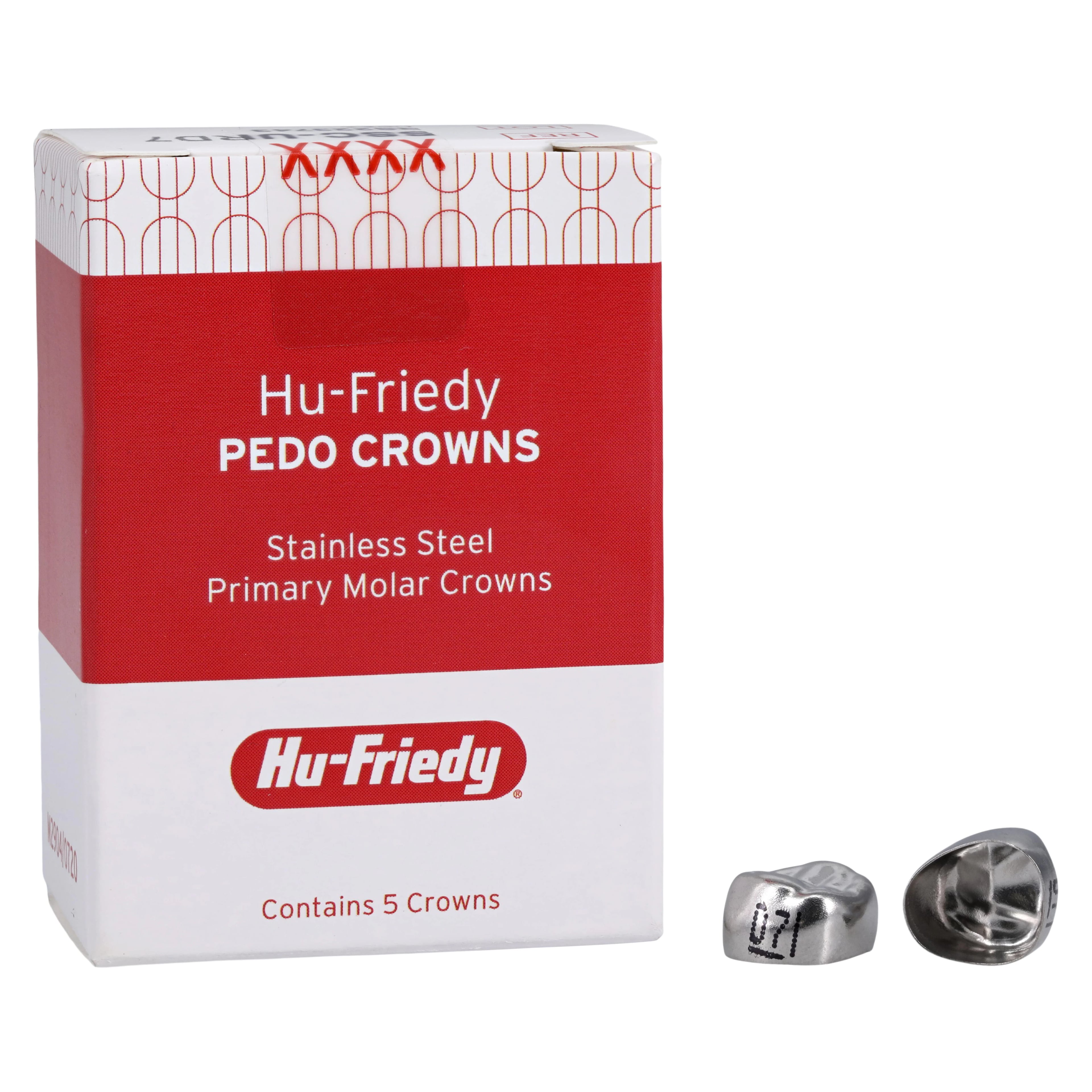 Hu-Friedy Stainless Steel Primary Molar Crown, Upper Right First Molar, Size 7 (D7), Refill Box of 5, SSC-URD7