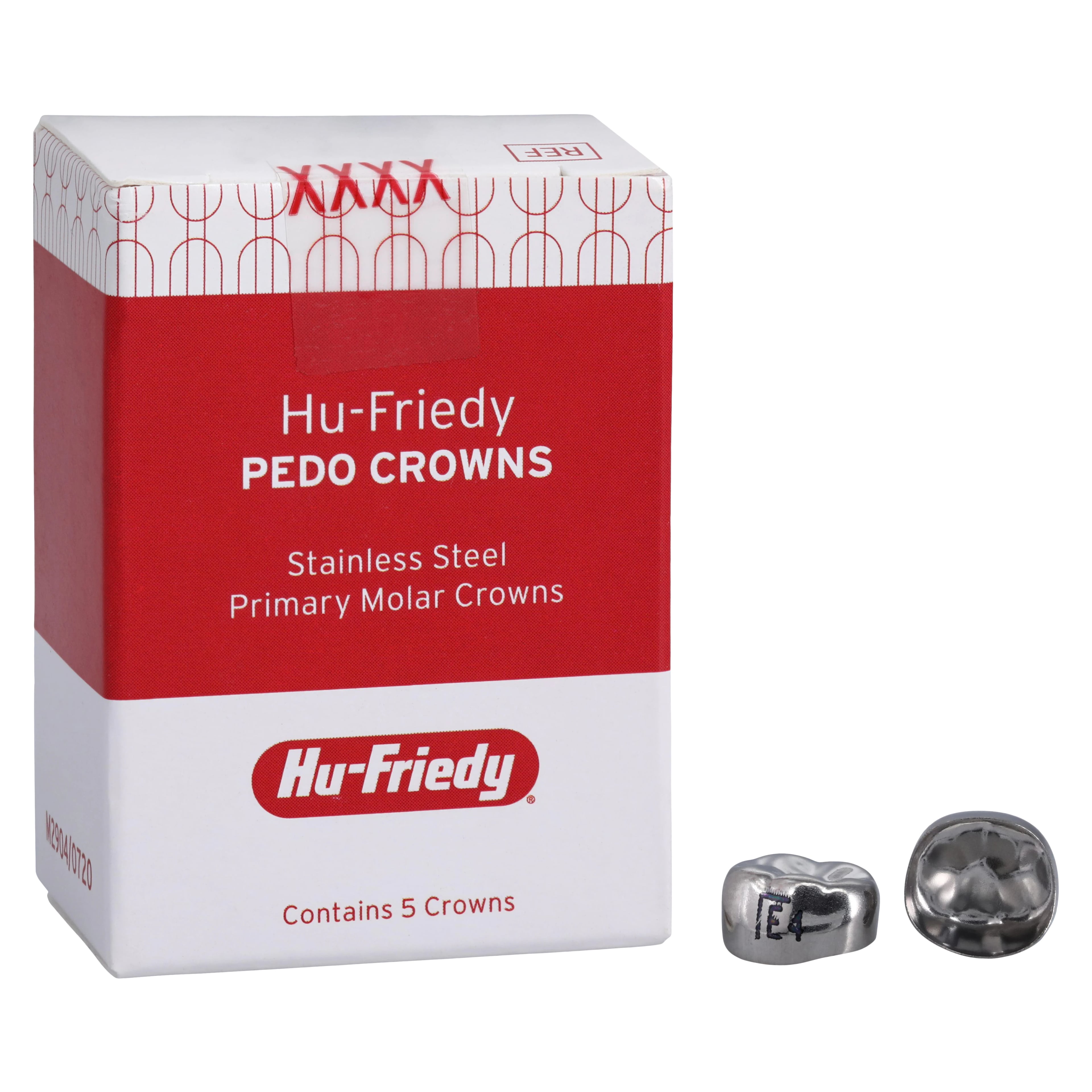 Hu-Friedy Stainless Steel Pedo Crown, Lower Left Primary 2nd Molar, Size #4 (E4), Refill Box of 5, SSC-LLE4