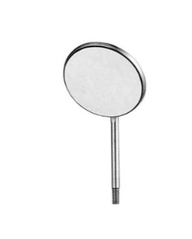 Hu-Friedy Front Surface Mouth Mirror, Size 5, Simple Stem, Rhodium-Coated, 12/Pk, M5C