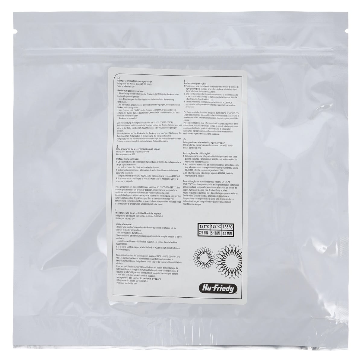 Hu-Friedy IMS Type 5 Steam Sterilization Integrator Strips, Class 5, 100/Pack, IMS-1241