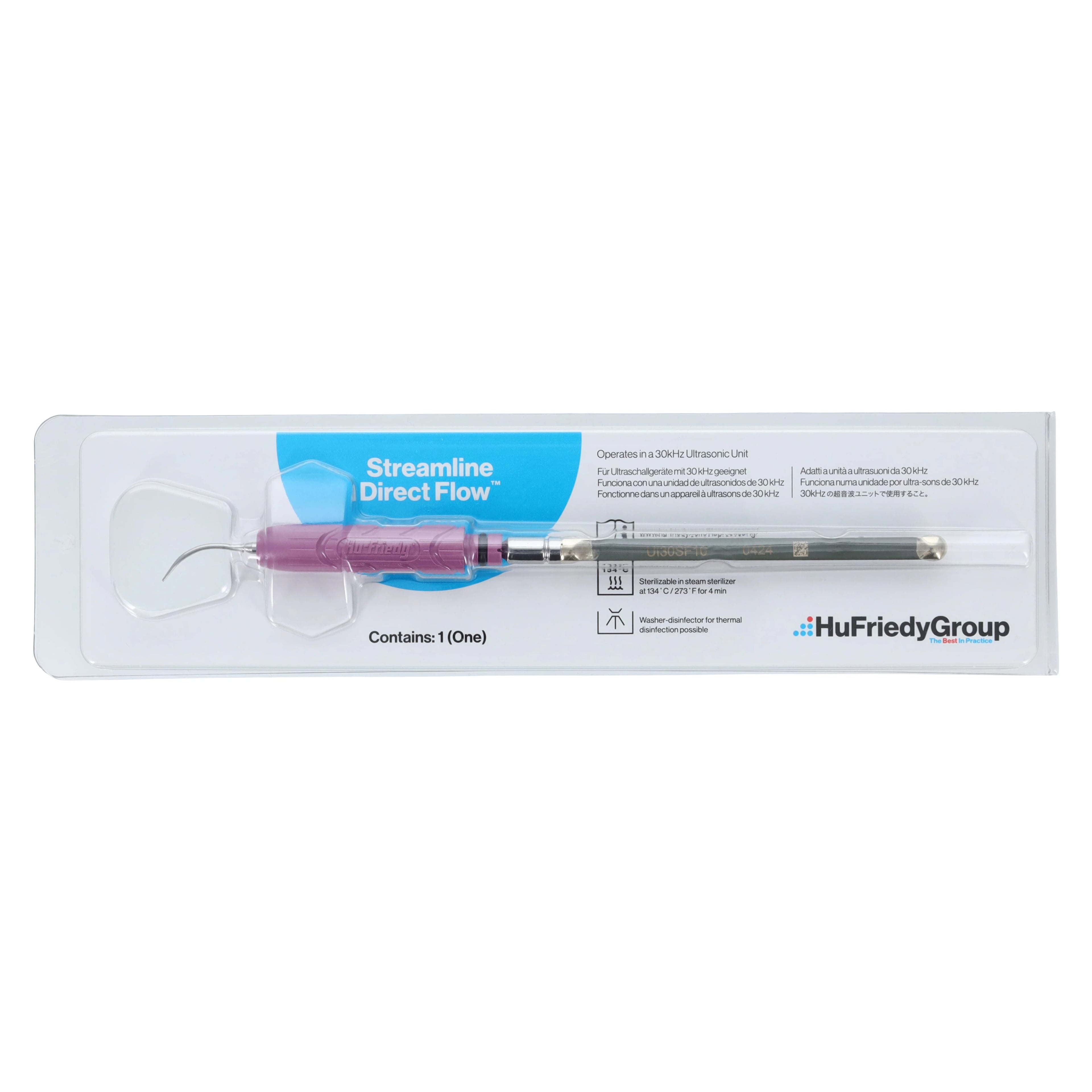 Hu-Friedy Streamline Direct Flow Ultrasonic Insert, #10 Universal, 30 kHz, Lavender Handle, 1/Pk, UI30SF10
