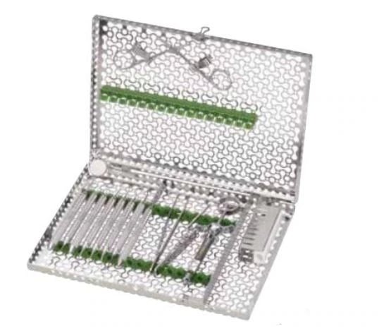 Hu-Friedy IMS® Infinity Series™ 12-Instrument Cassette, Large, Pink Silicone Rails, Stainless Steel, 11" x 1.25" x 8"