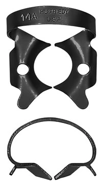 Hu-Friedy Black Line Rubber Dam Clamp, Winged, Size 14A, Matte Satin Finish