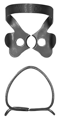 Hu-Friedy Black Line Rubber Dam Clamp #00, Winged, Satin Steel, RDCM00X