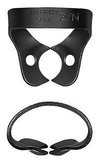 Hu-Friedy Black Line Rubber Dam Clamp #27N, Wingless, Premolars, Satin Steel, RDCM27NX