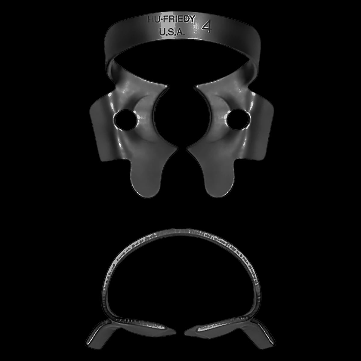 Hu-Friedy Black Line Rubber Dam Clamp #4, Winged, Small Upper Molars, Satin Steel, RDCM4X