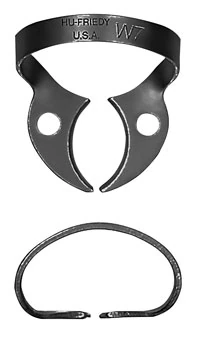 Hu-Friedy Black Line Rubber Dam Clamp #W7, Wingless, Lower Molar, Satin Steel, RDCMW7X