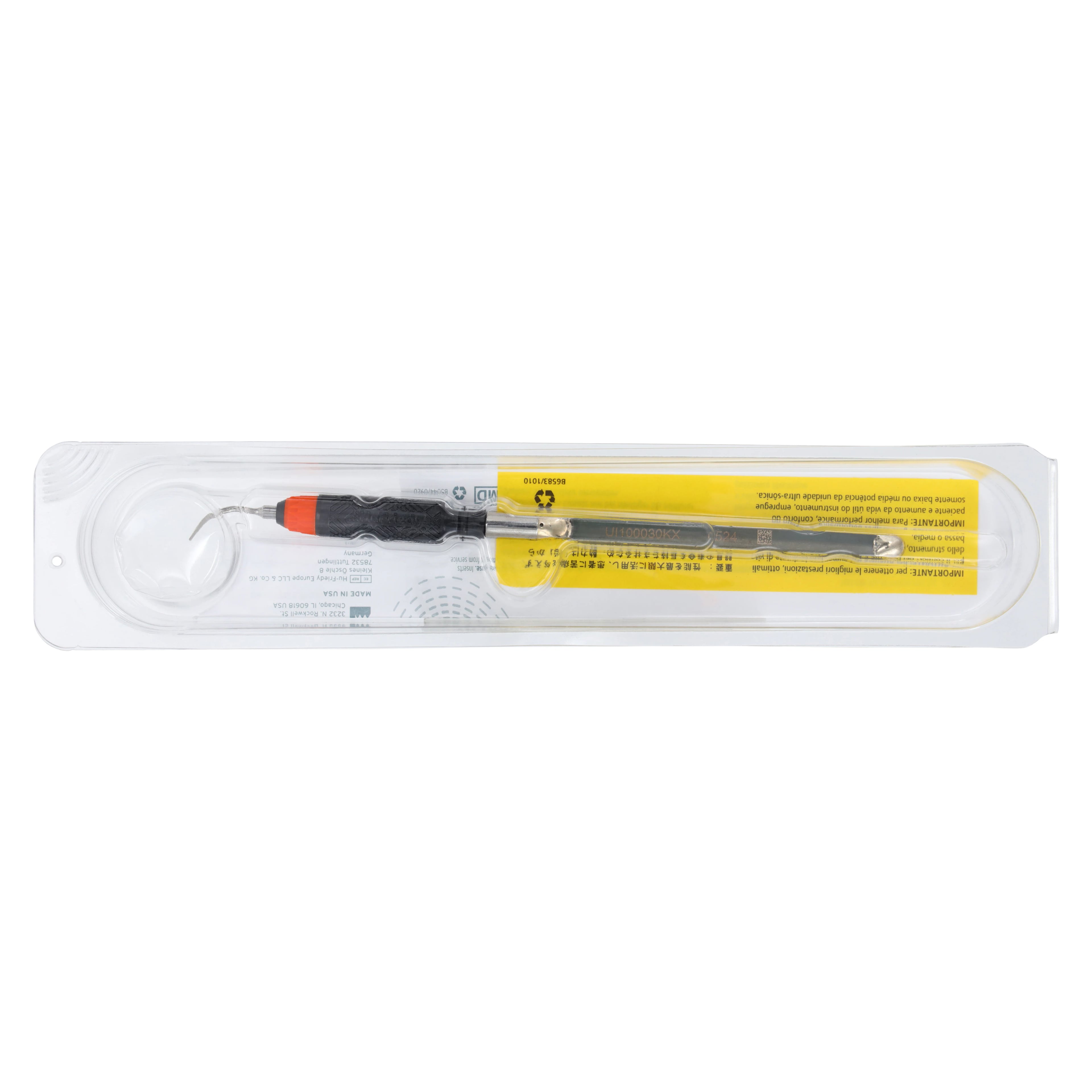 Hu-Friedy Streamline™ Resin Handle Ultrasonic Insert #1000 Triple Bend, 30 kHz, Black/Orange, Each (UI100030KX)
