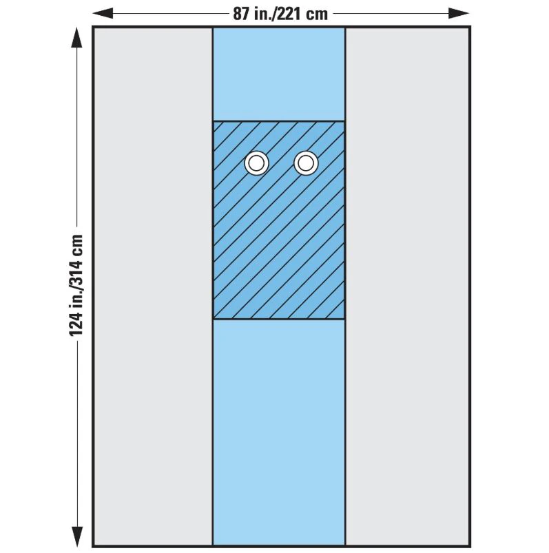O & M Halyard Angiography Drape with Window, Sterile, 124 x 86-1/2", 3-1/2" Fenestration