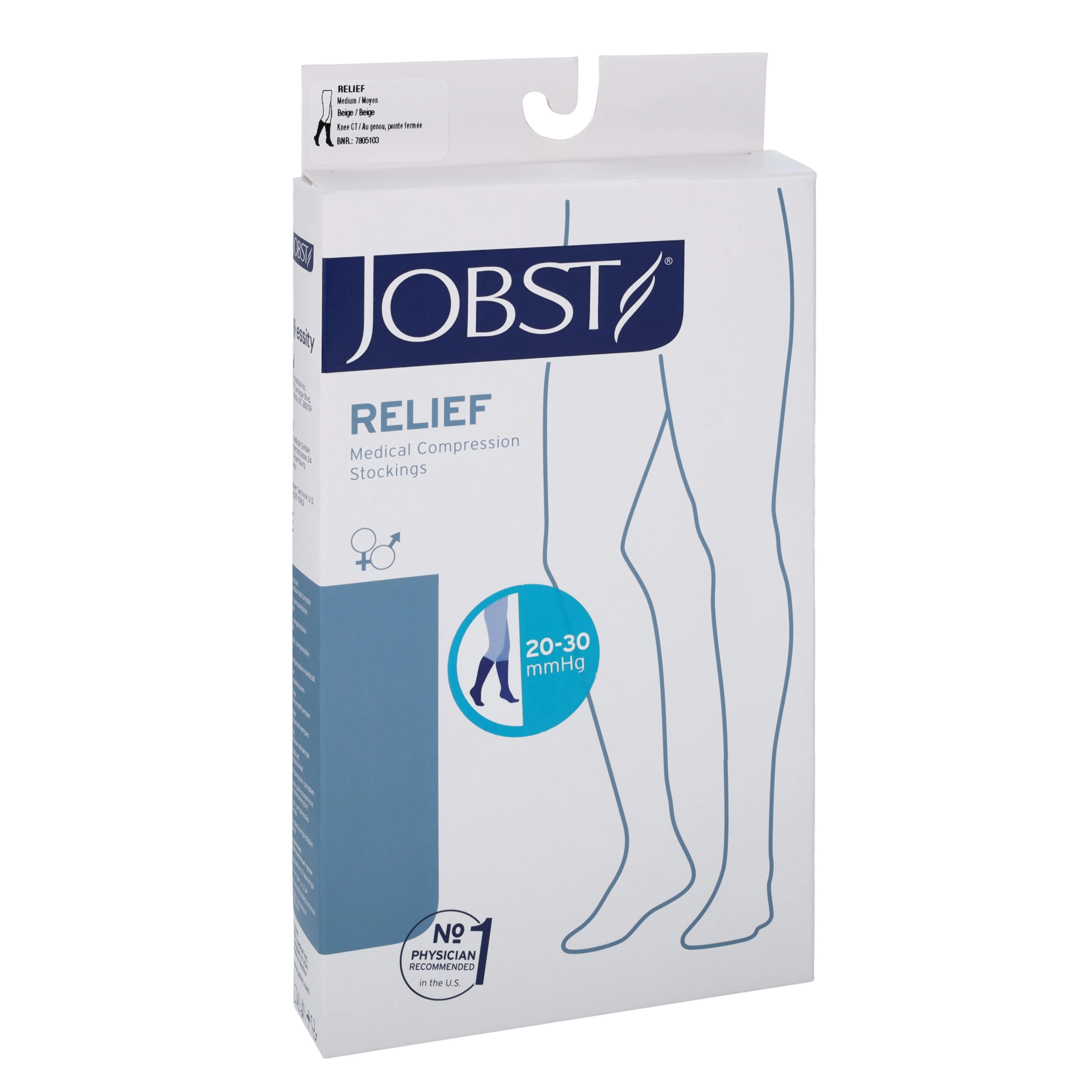BSN Medical Relief Compression Socks, Knee High, Closed Toe, Medium, Beige