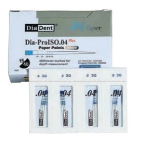 DiaDent Dia-ProISO GT Absorbent Paper Points, .04 Taper, Size #30, Millimeter Marked, Blue, Spillproof, 100/Box, MP210-606