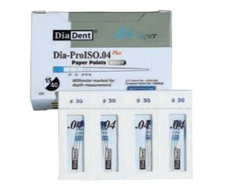 DiaDent Dia-ProISO GT Absorbent Paper Points, .04 Taper, #55, mm-Marked, Red, Spillproof Pack of 100
