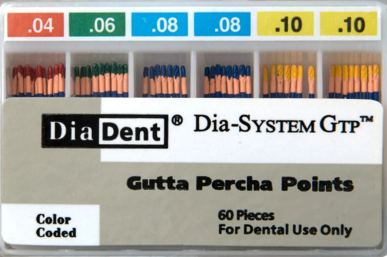 DiaDent Dia-System GTP Gutta Percha Points, .08 Taper, Size #40, Black, 28mm, Non-Marked, 60/Box