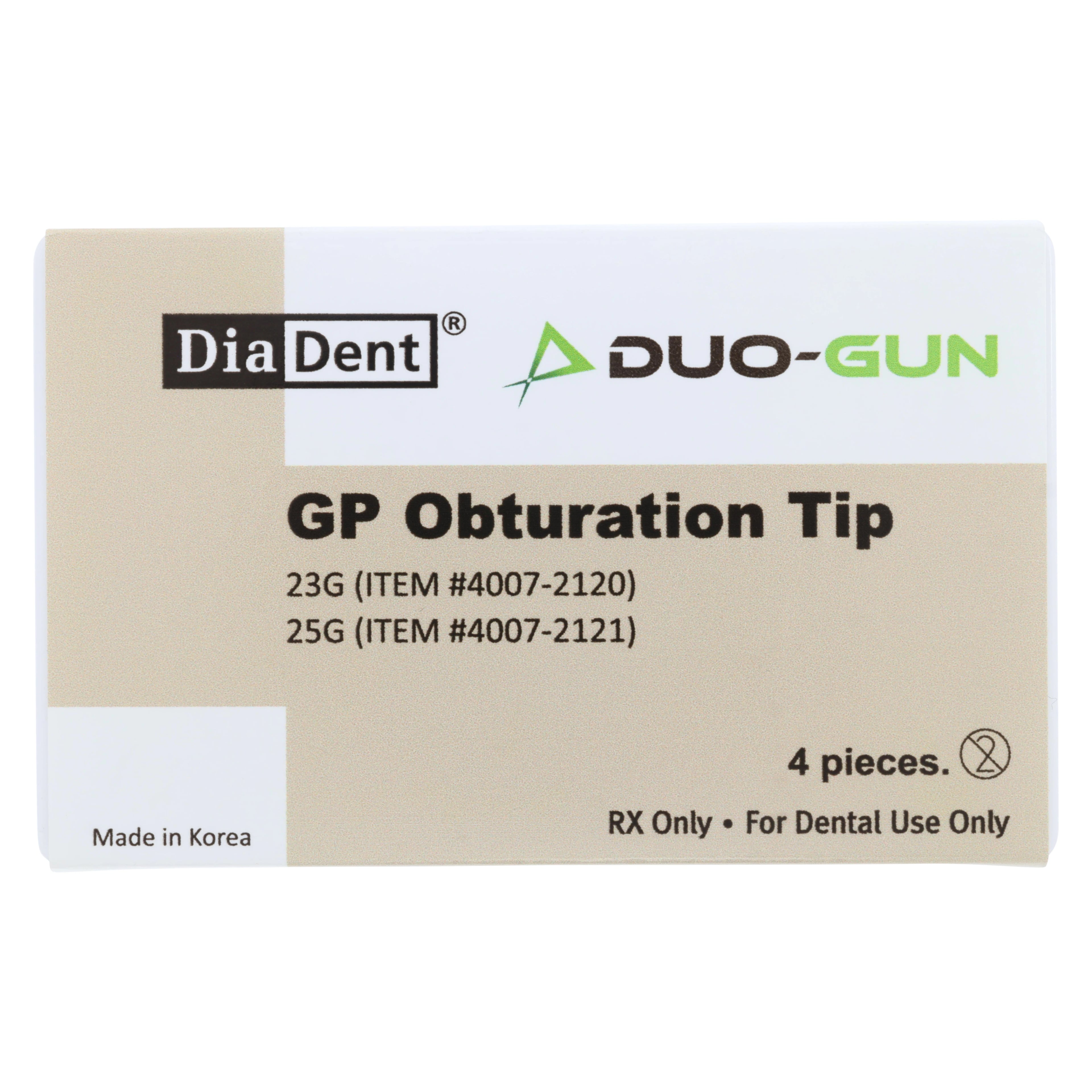Diadent Duo-Gun GP Obturation Tips, 25 Gauge, 4/Pack, 4007-2121