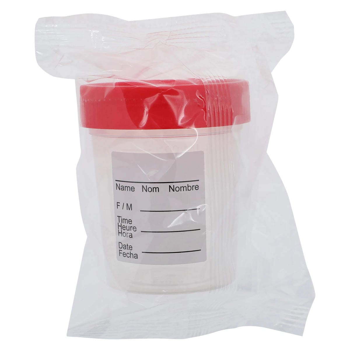 Globe Scientific Sterile Urine Specimen Container, 4 oz, Polypropylene, Red Screw Cap, Individually Wrapped, 100/Case