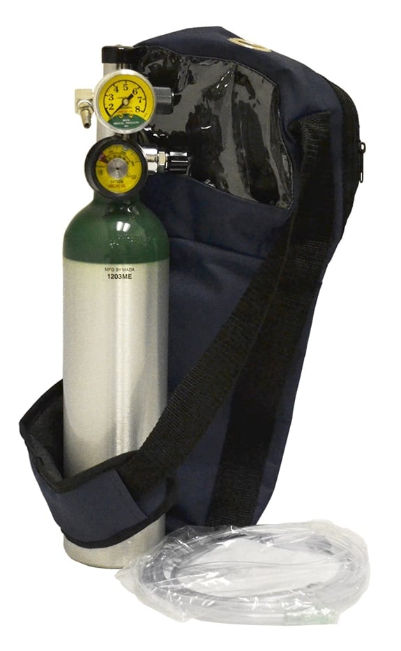 Mada Medical Products Oxy-Uni-Pak Oxygen Cylinder Kit, Empty, 165L, M6 Cylinder, with Shoulder Bag