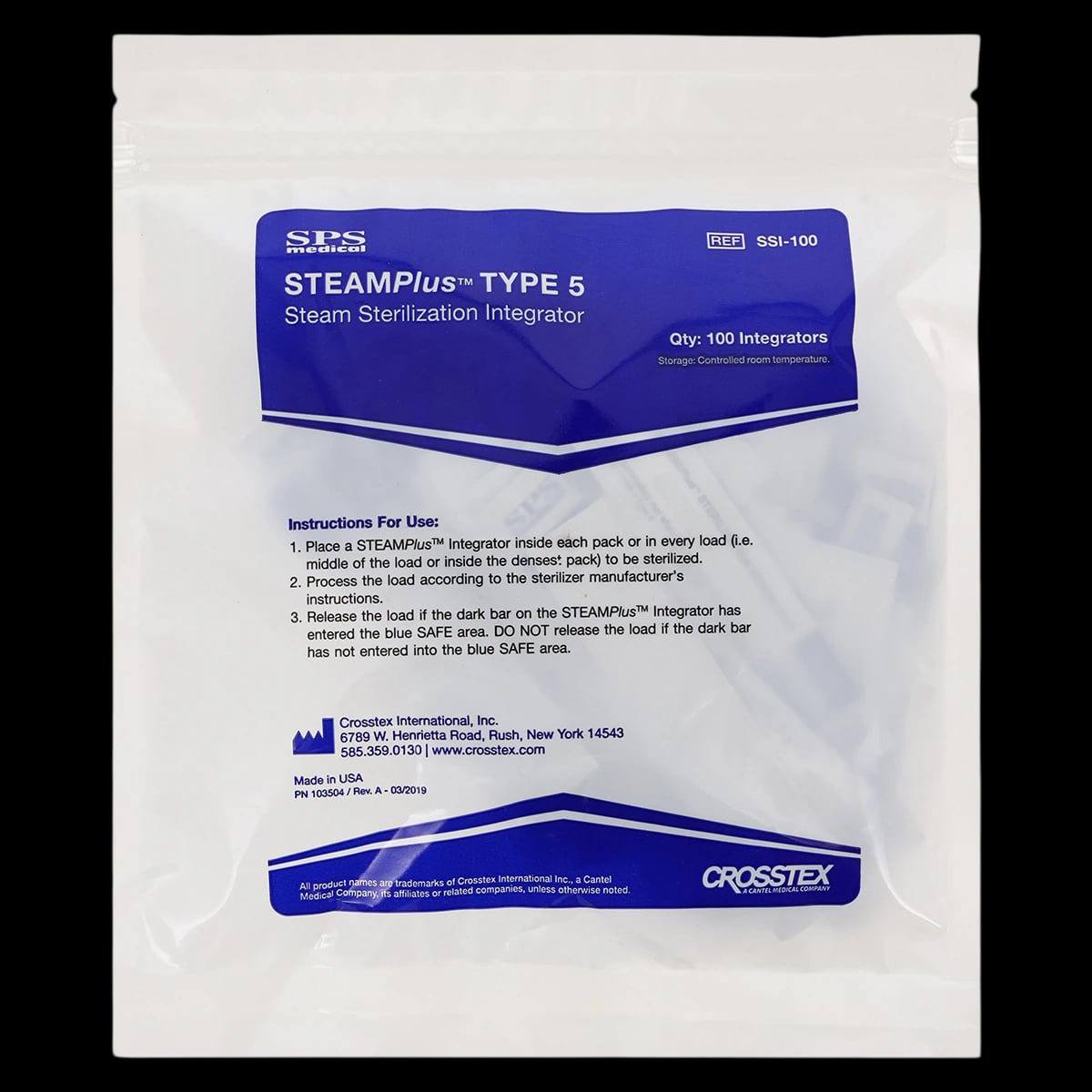 STEAMPlus™ Class 5 Sterilization Integrator Strips, 4" x 0.75", 100/Box, SSI-100
