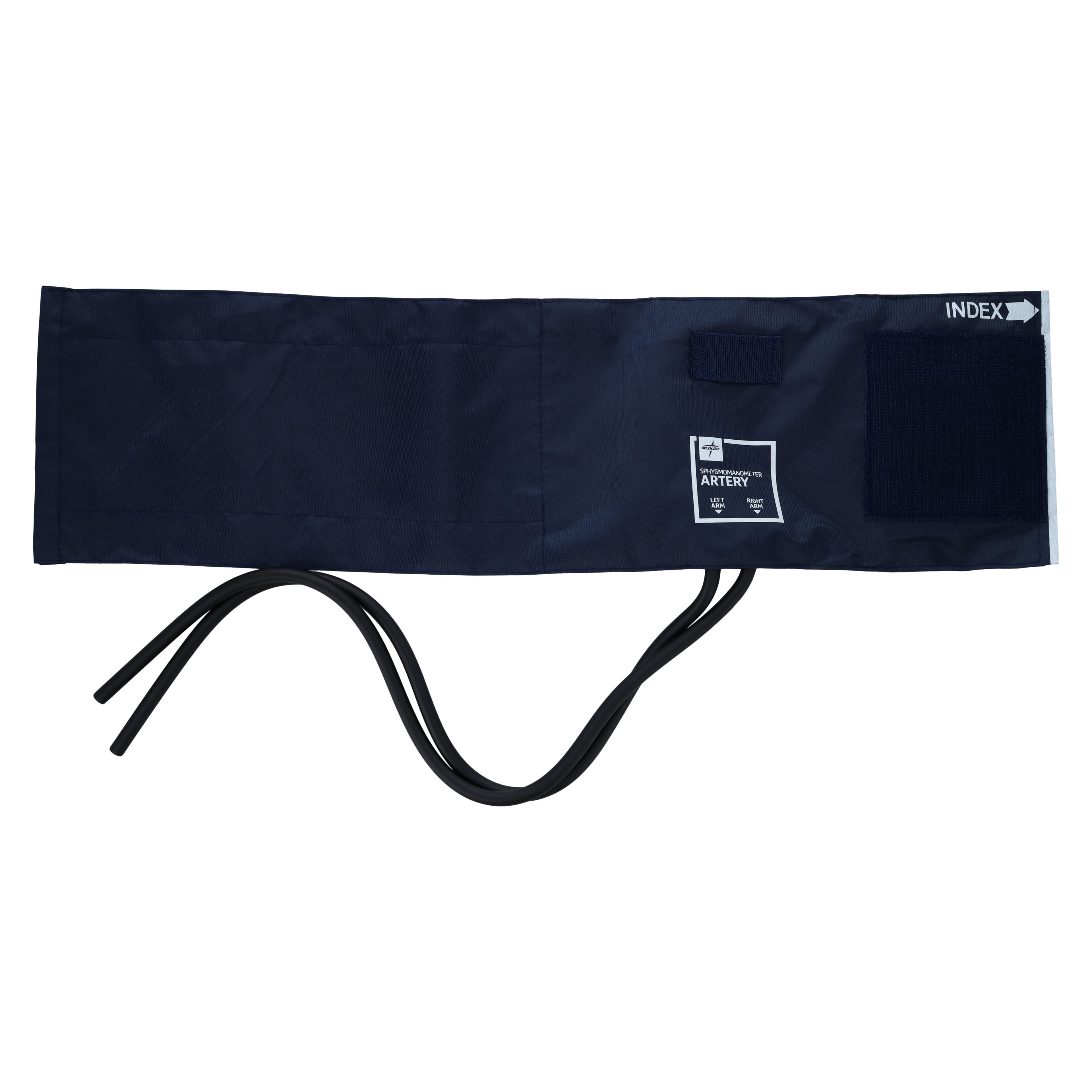Medline Range Finder Blood Pressure Cuff and Bladder, Adult, Double Tube, PVC Inflation Bag, Nylon Cuff, Latex-Free, Black, 1 Each