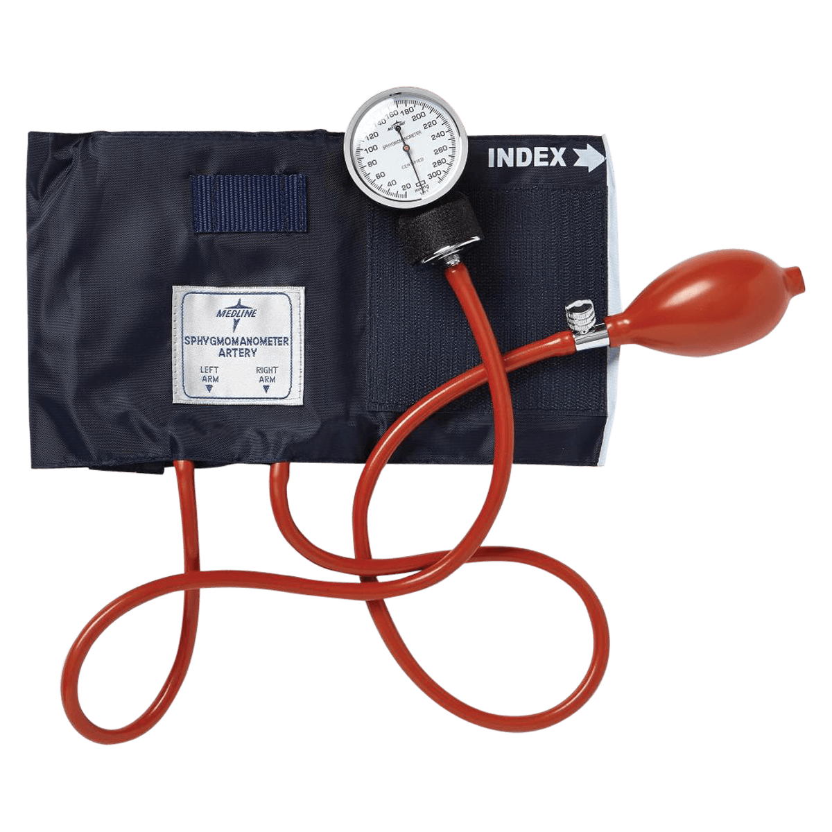 Medline Range Finder Aneroid Sphygmomanometer, Handheld, Large Adult Cuff, Size 12, Black, Latex-Free, Arm Dial Display
