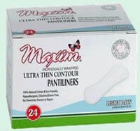 Maxim Hygiene Products Natural Cotton Pantiliners, Ultra Thin, Light, White, Disposable, 24x12/Case