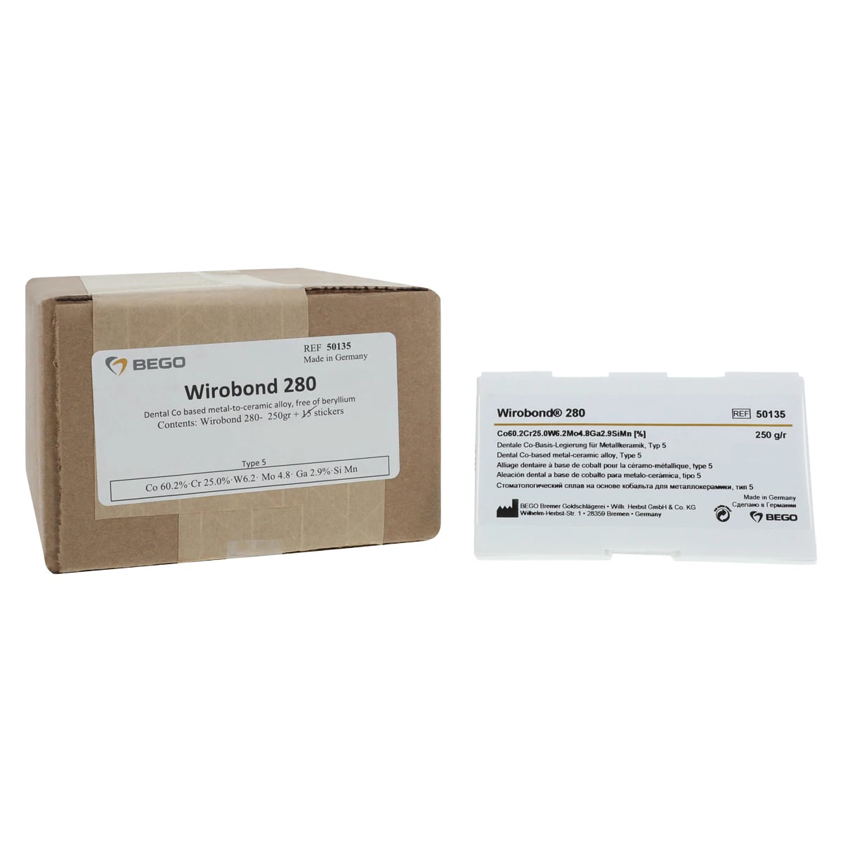 Wirobond® 280 Non-Precious Metal-Ceramic Alloy, 250g (8.8oz)