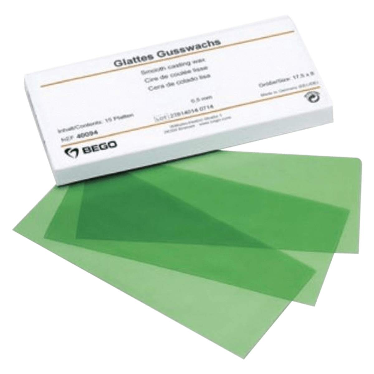 Bego Smooth Casting Wax, Green, 15/Box