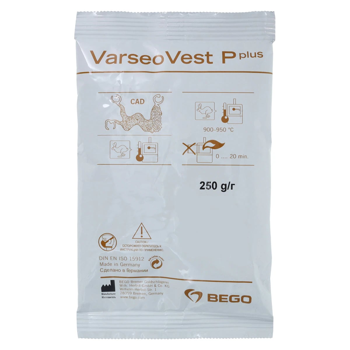 Bego VarseoVest P Plus Phosphate-Bonded Precision Investment Material, 72 x 250g, for 3D Printed Partial Denture Frames