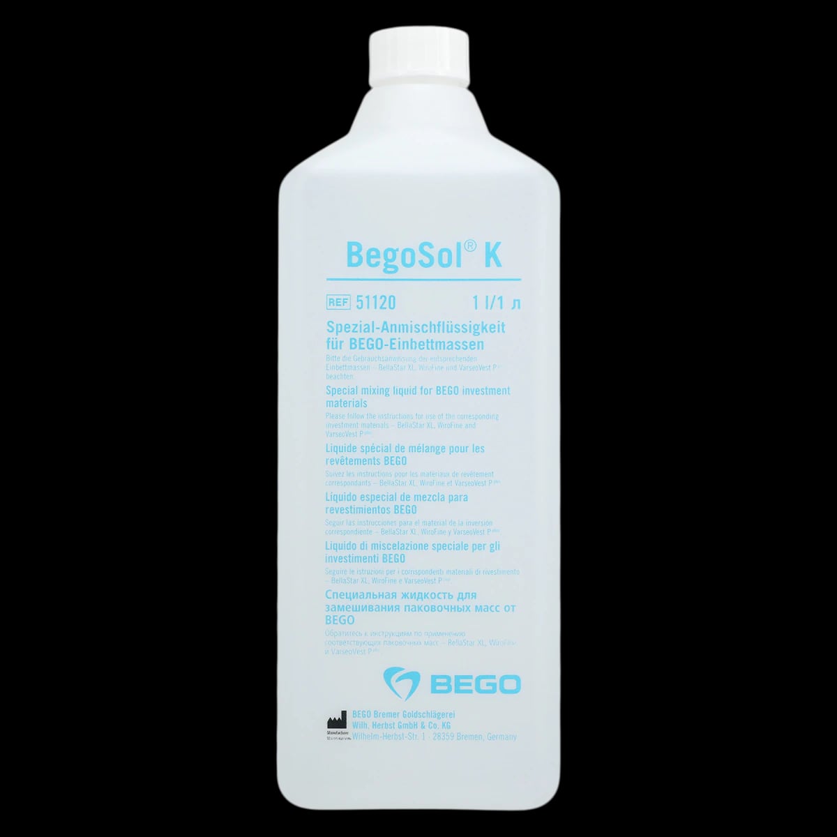 BegoSol® K Casting Investment Mixing Liquid, 1 Liter Bottle