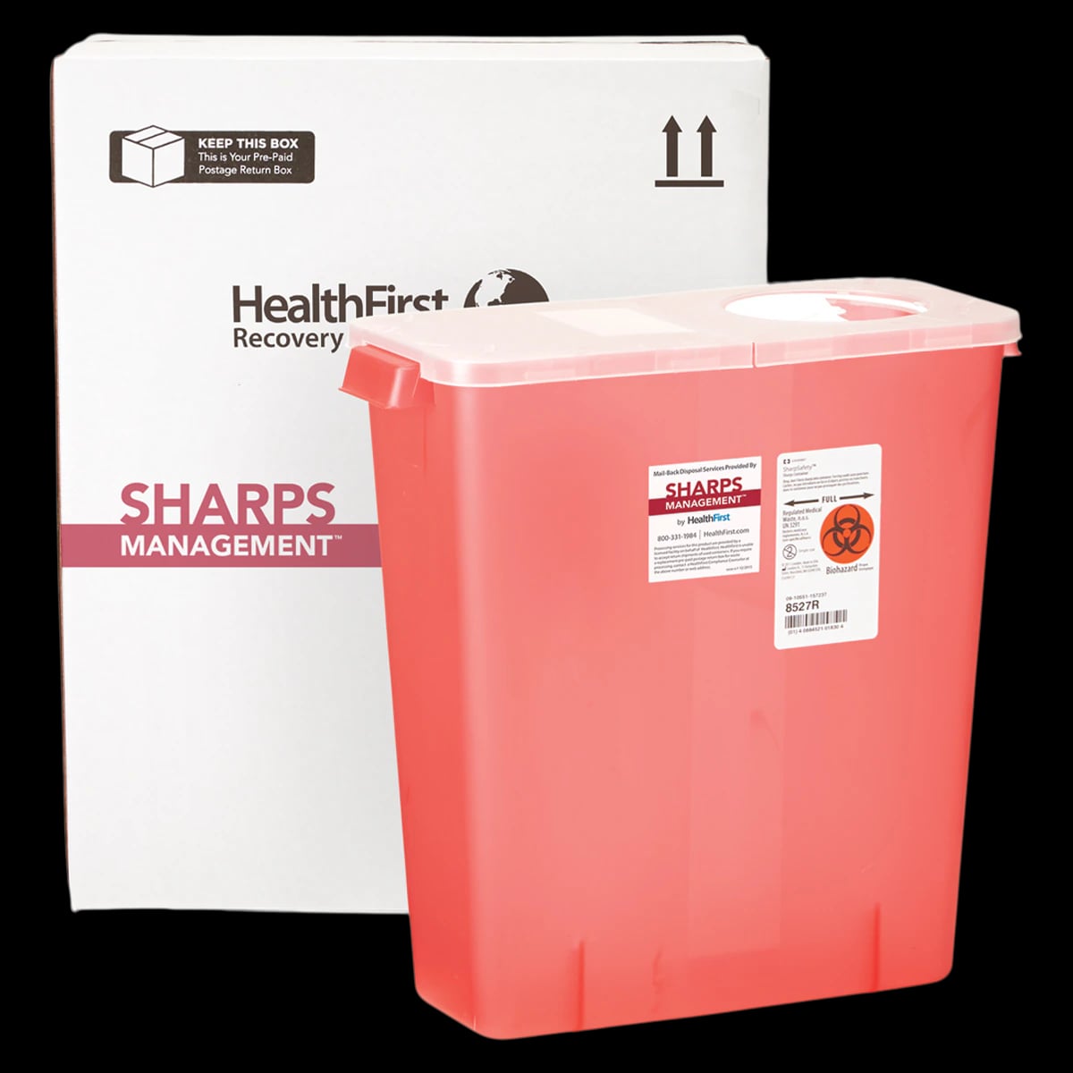 Healthfirst Sharps Management Mailback System, 3-Gallon Sharps Container with UPS-Approved Ship-Back Box, Covidien 8527R