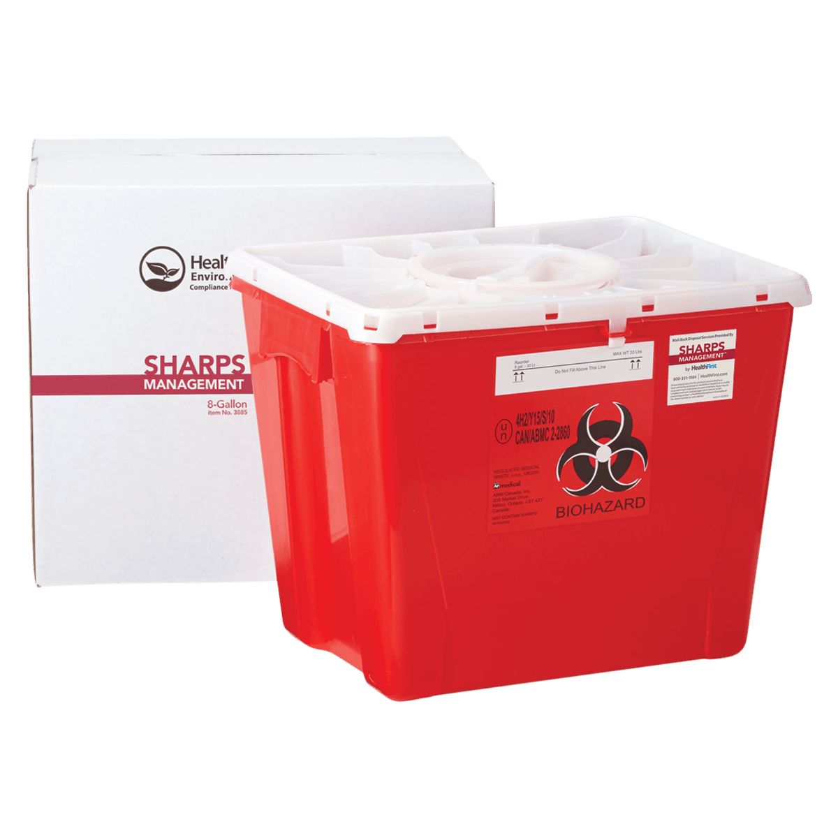 Healthfirst Sharps Management 8-Gallon Mail-Back Container with UPS-Approved Ship-Back Box