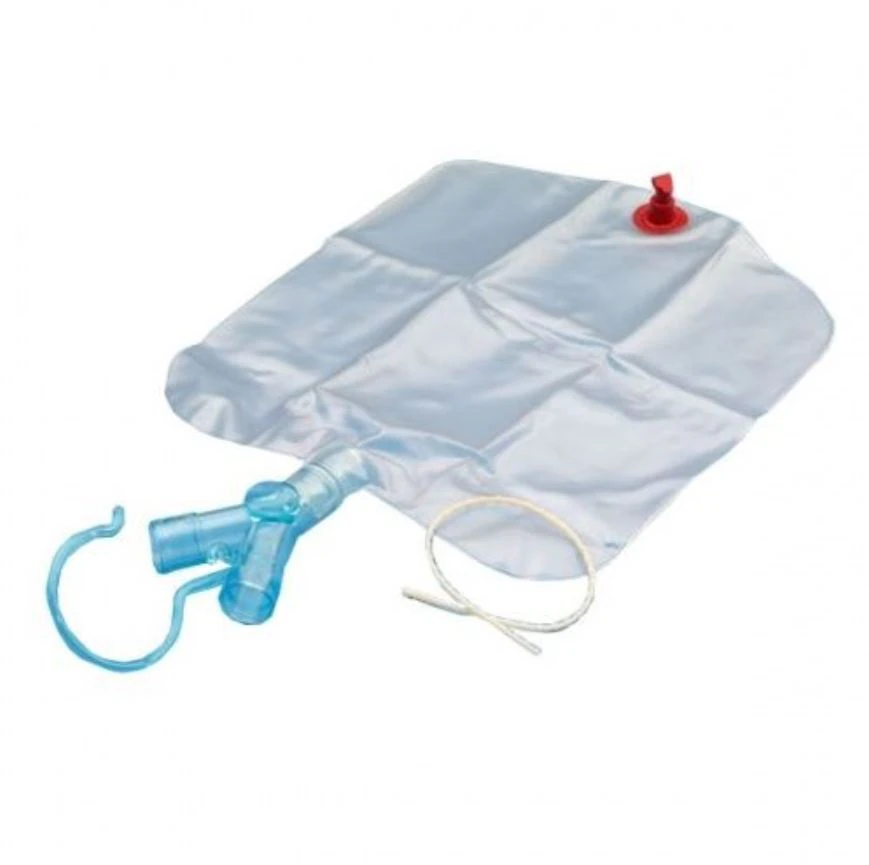 Airlife Clear Aerosol Drainage Bag, Y-Style, 2L, Disposable, with Trach Elbow, Valves, and Safety Valve, 50/Case