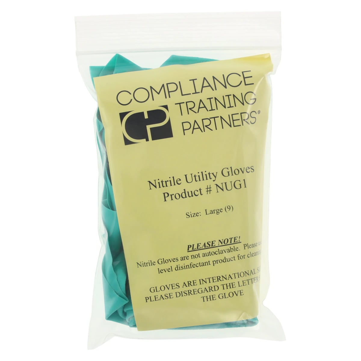 Nitrile Utility Gloves, Large, Green, Reusable, 1 Pair/Pkg, NUG1L