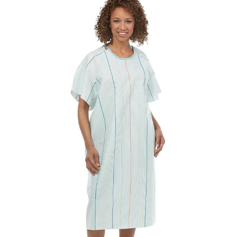 Fashion Seal Patient Gown, Adult Unisex, Large, Blue Crystal, Polyester/Cotton Sheeting, 45 in, In-Sleeves, Each
