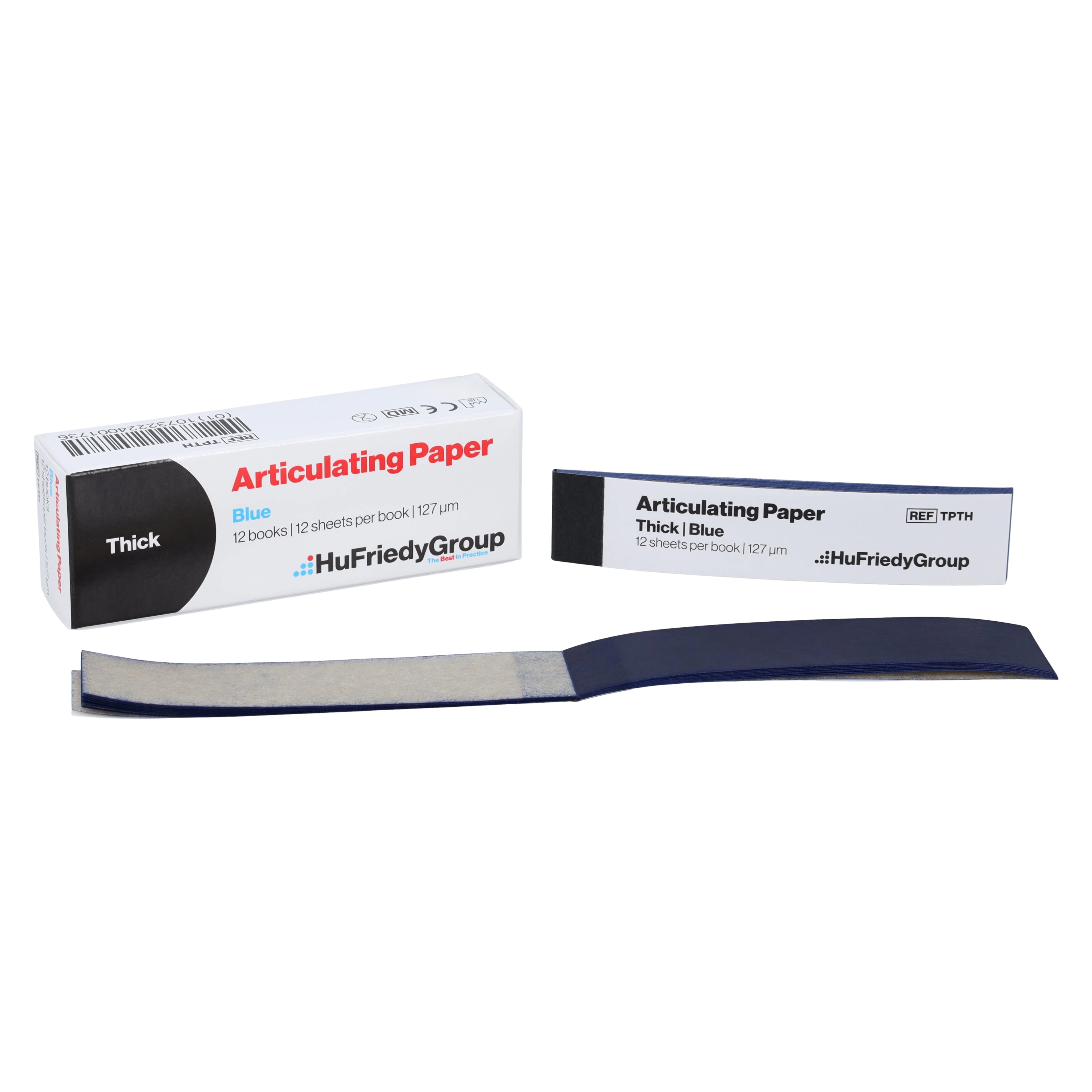 Crosstex Thick Blue Articulating Paper, 127 Microns, 12 Books of 12 Sheets (144 Sheets/Box), TPTH