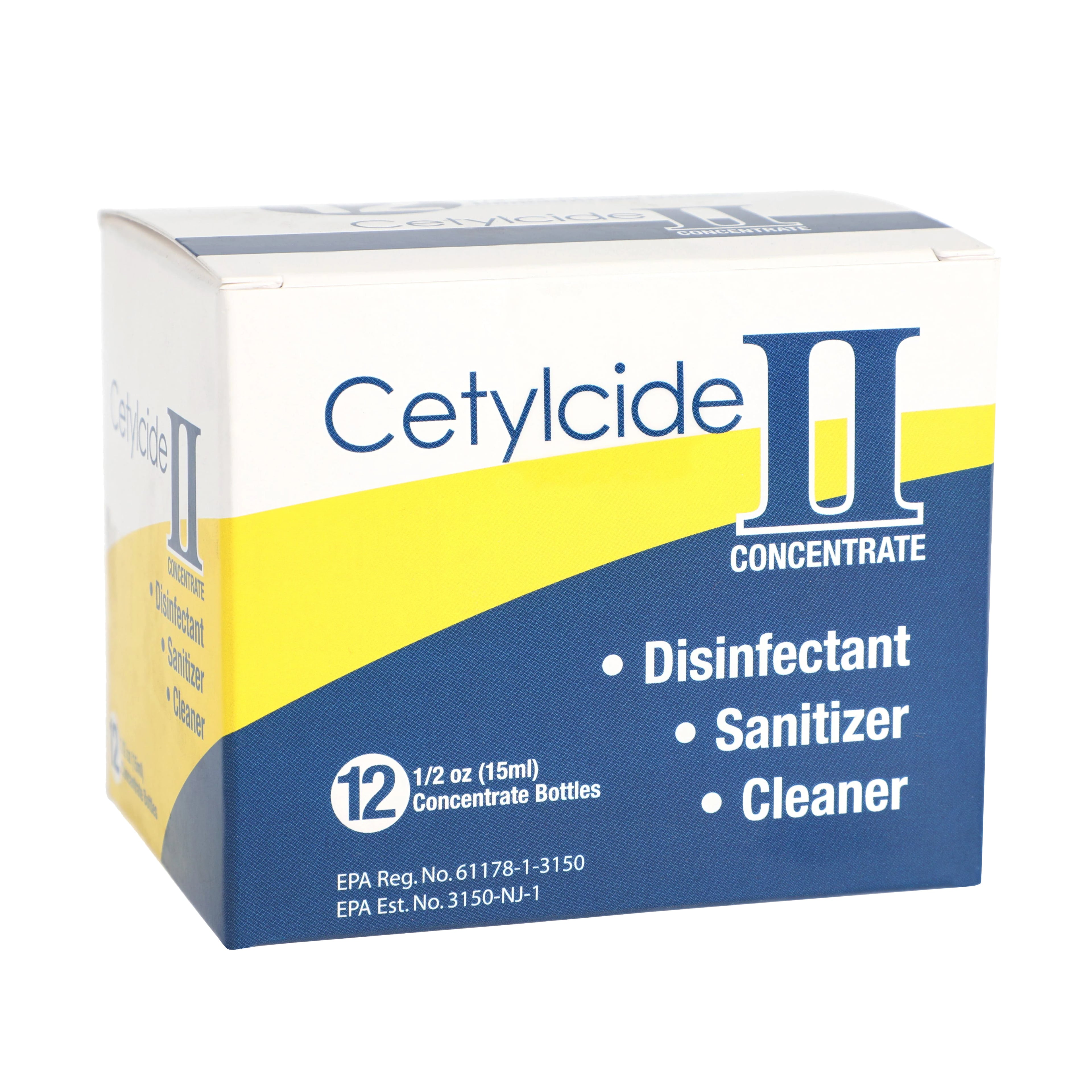 Cetylcide II Hard Surface Disinfectant Concentrate Refill, 1/2 oz (15 mL) Bottles, Lemon Scent, 12/Box