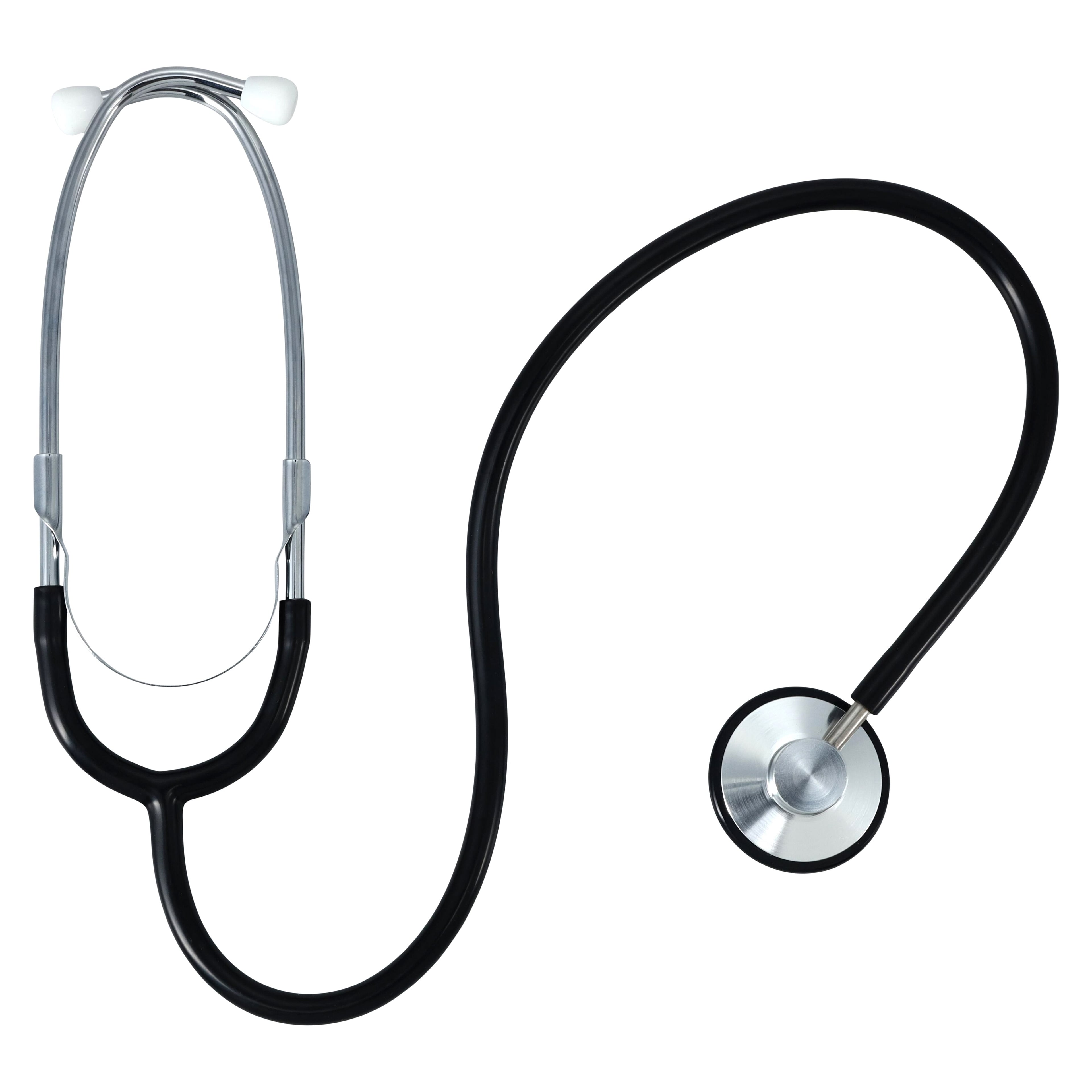 Tech-Med Basic Single Head Stethoscope, Black PVC Tubing, Each