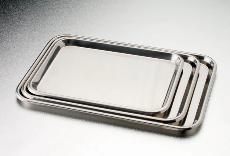 Dukal Instrument Tray, Stainless Steel, 15-1/8" x 10-1/2" x 5/8", 12/Box