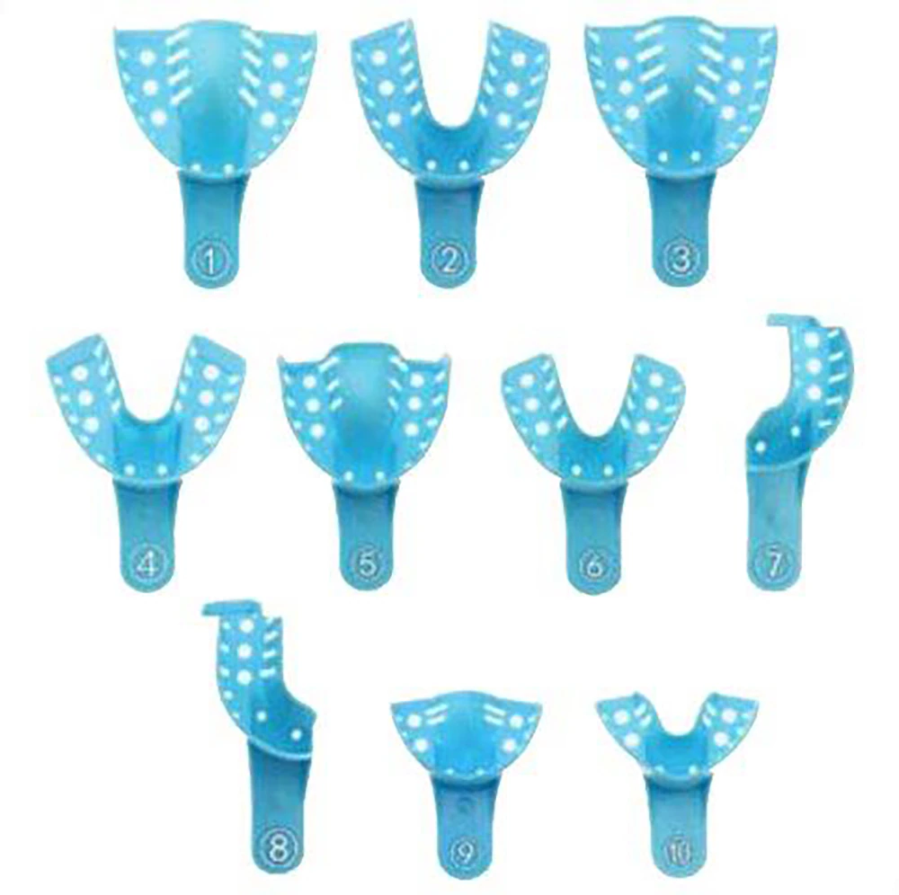 BLU-TRAY Impression Perforated Quadrant Trays, Plastic, Upper Left/Lower Right, Size 7, Blue, Disposable, 120/Pk