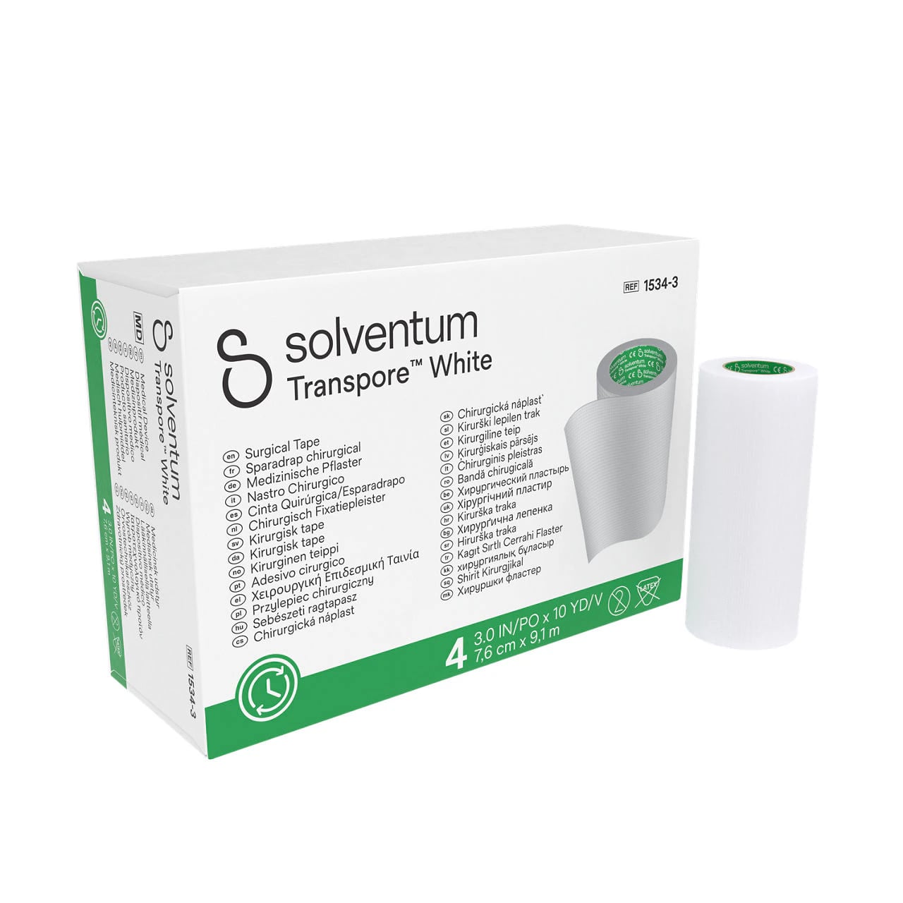 3M Transpore Surgical Tape, Plastic/Polyethylene, 3" x 10 yd, Clear, Non-Sterile, 4/Box