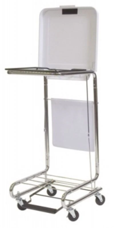 Apex Health Care Square Covered Hamper with Chrome Plated Stand, 19x21x38.5"