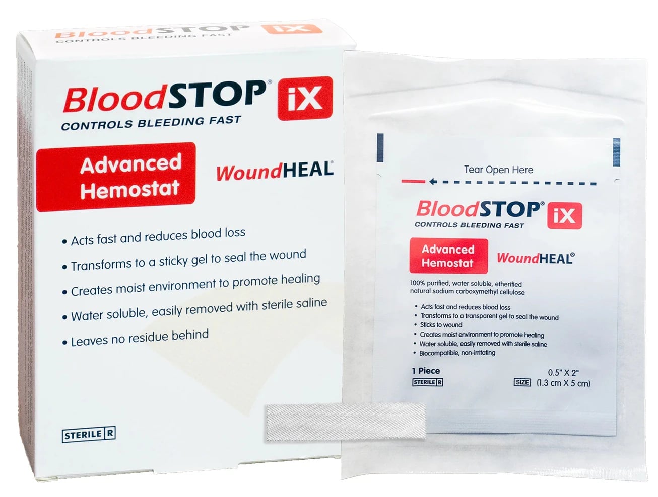 BloodSTOP iX Hemostatic Dressing, 0.5" x 2", 24/Box