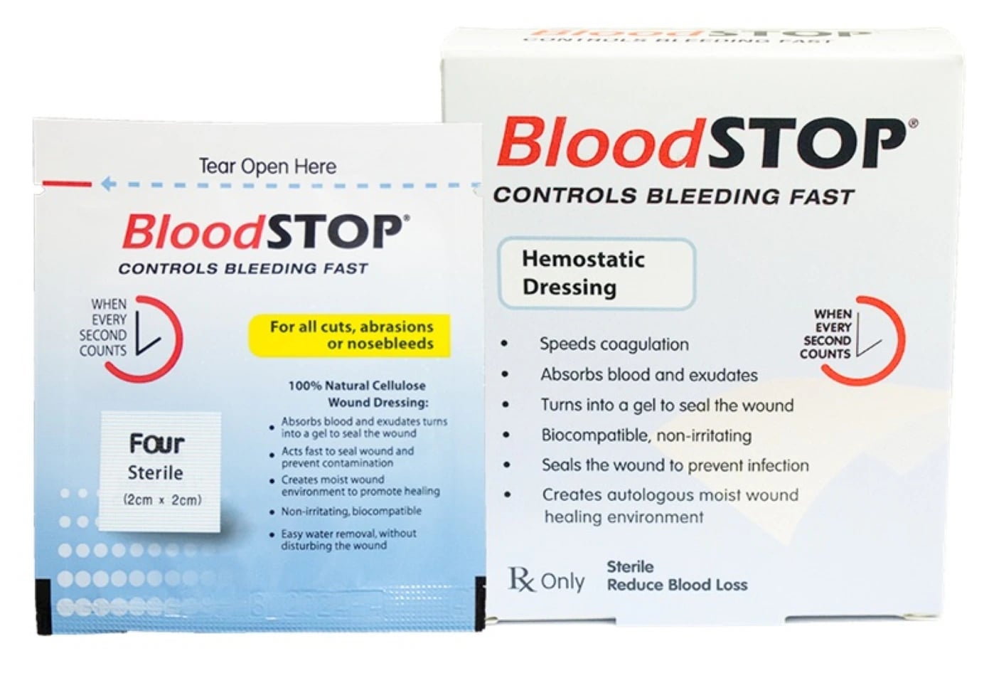 BloodSTOP Hemostat Mini Pads, Carboxymethyl Cellulose, 2x2cm, Sterile, Latex-Free