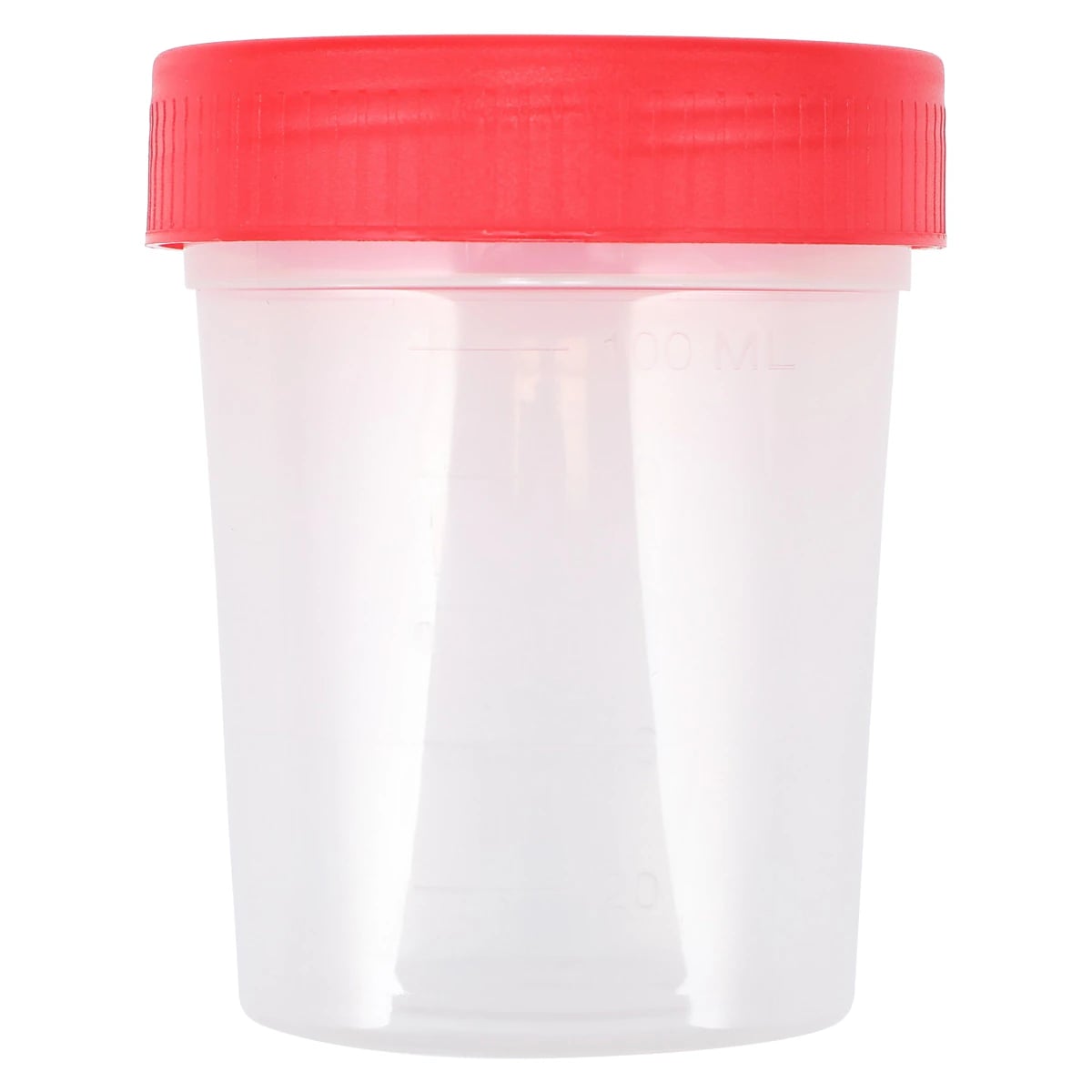 Globe Scientific Specimen Container, 4 oz, Polypropylene, Non-Sterile, Graduated, Red Screw Cap, 500/Case