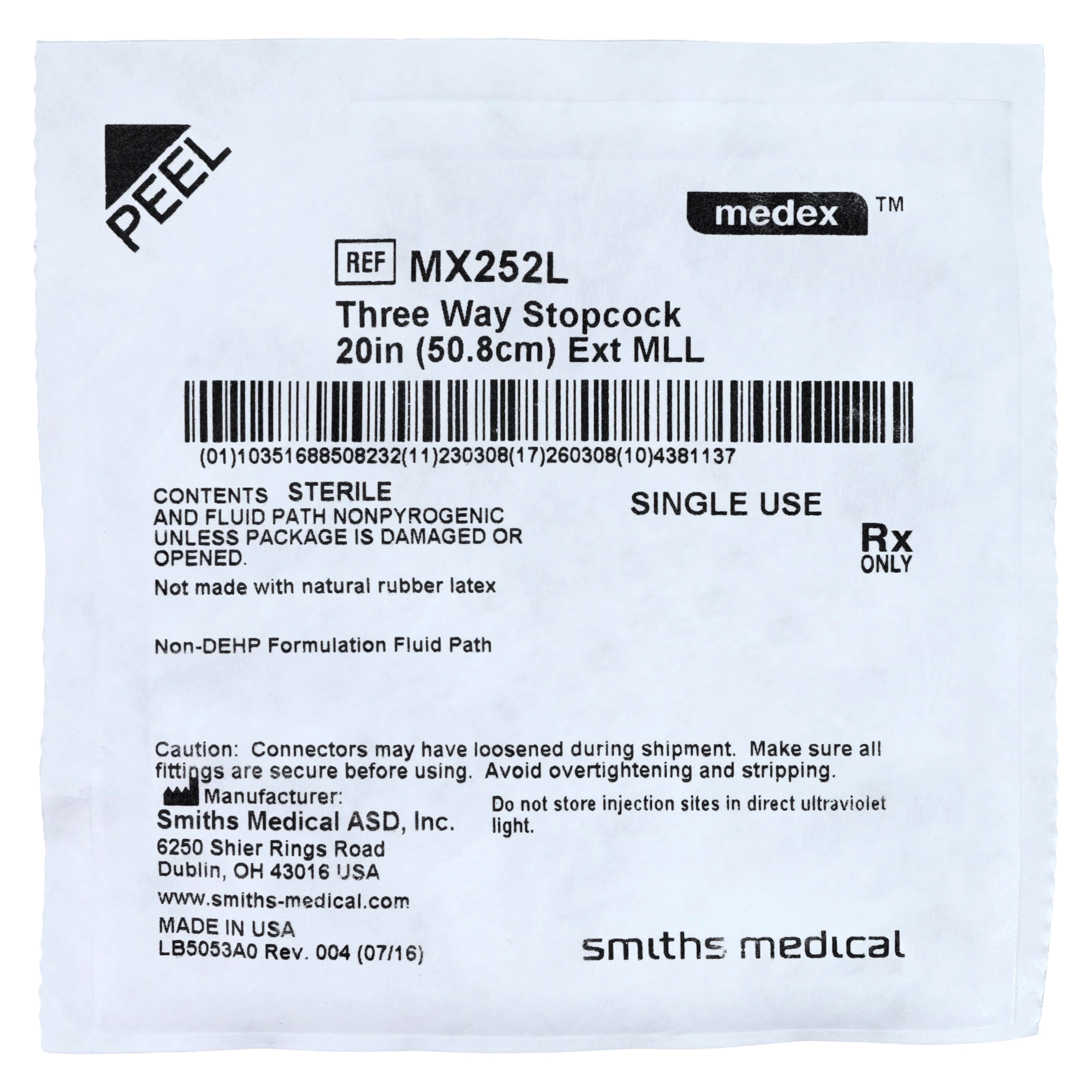 ICU Medical 3-Way Stopcock with Extension I.V., 50/Case