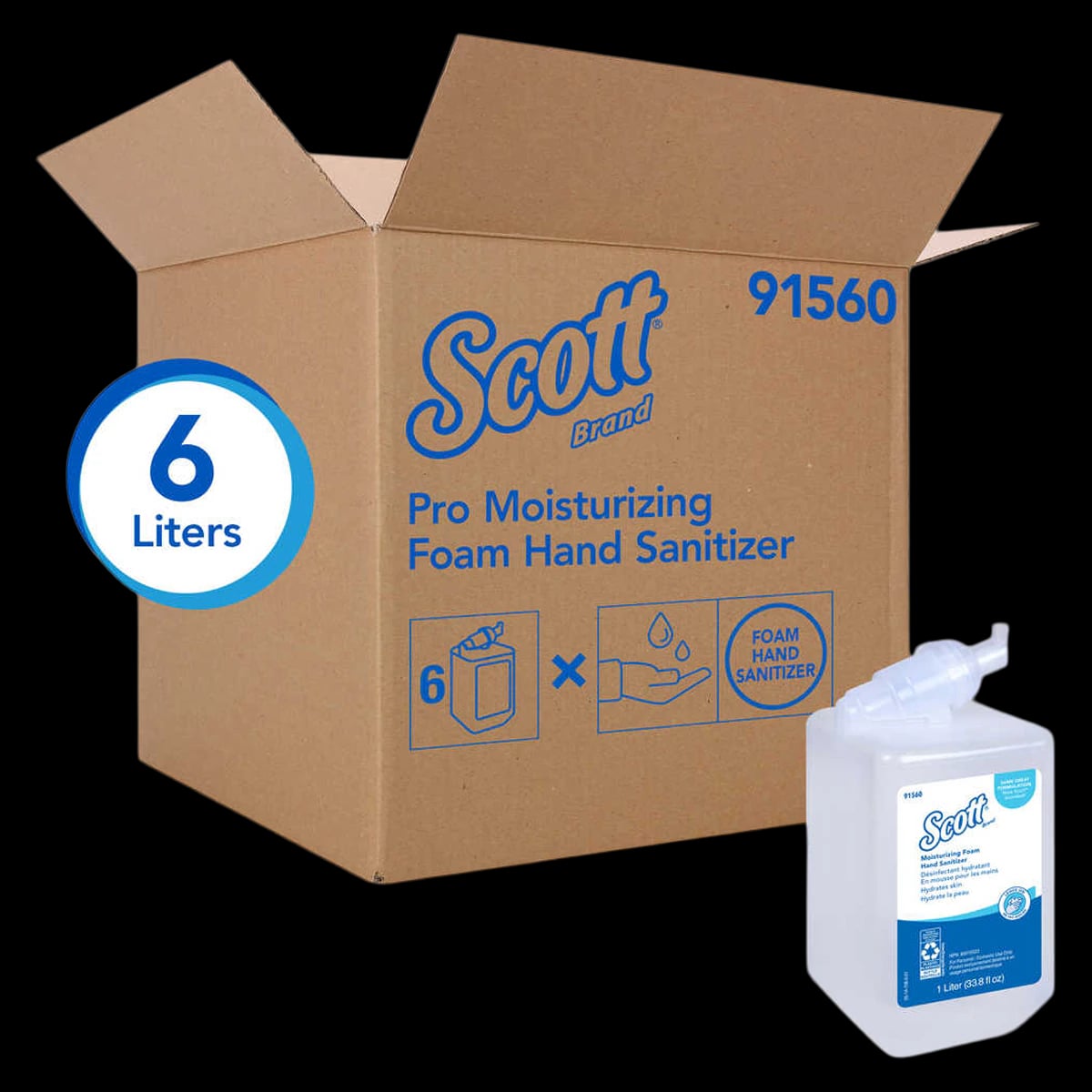 Scott Pro Moisturizing Foam Hand Sanitizer, 1000 mL, Fresh Scent, 62% Ethyl Alcohol, 6/Case
