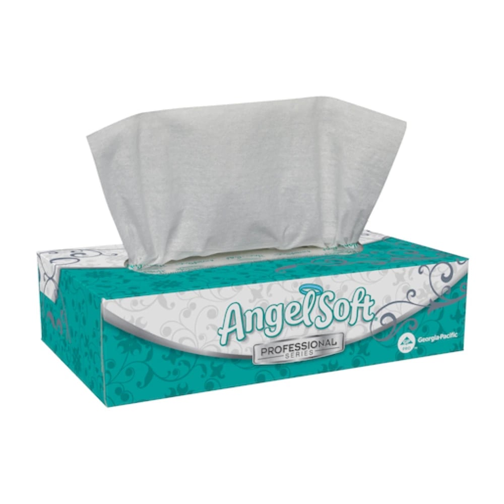 Angel Soft Facial Tissue, 2-Ply, White, Flat Box, 100/Bx