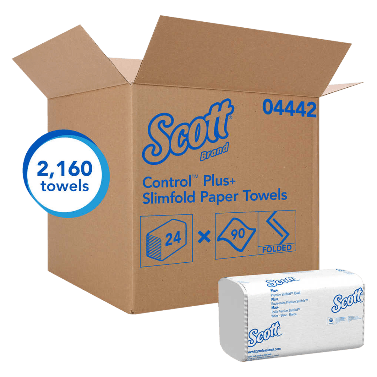 Kleenex Slimfold Paper Towels, 1-Ply, 7.5" x 11.6", 90 Sheets/Pack, 24 Packs/Case (2160 Towels), 04442
