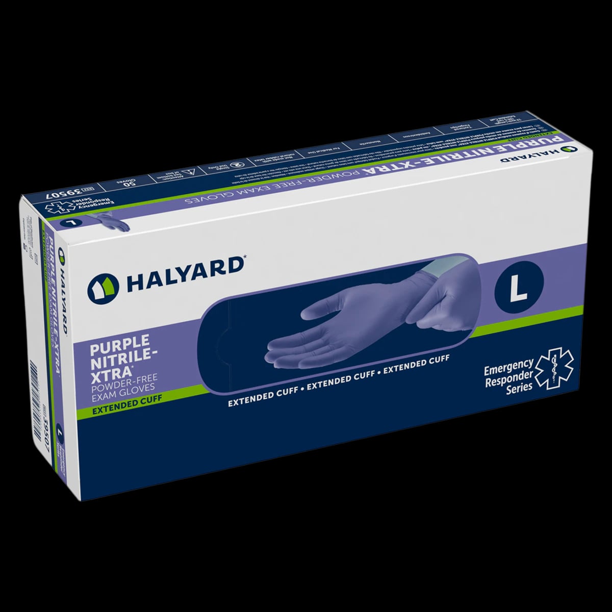Halyard Purple Nitrile-Xtra Exam Gloves, Large, Non-Sterile, Powder-Free, 50/Box