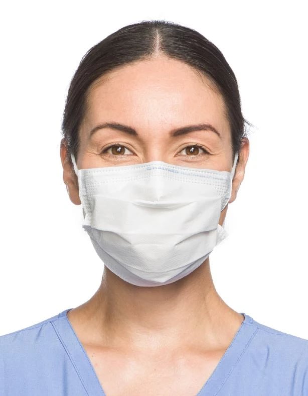 FLUIDSHIELD Procedure Face Mask, ASTM Level 1, Ear Loop, White, 50/Box